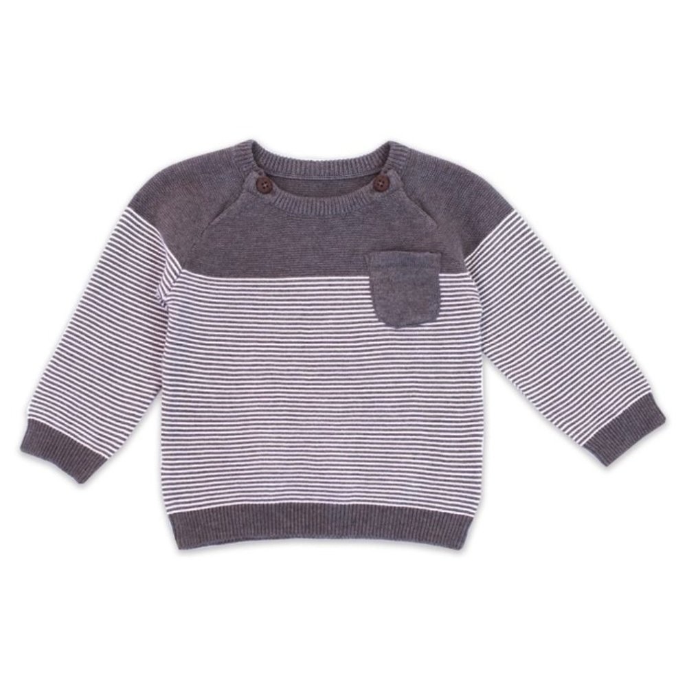 VIVERANO ORGANICS - Stripe Knit Raglan Baby Pullover Sweater